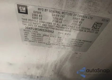 2014 GMC Terrain Slt-1 from USA, damaged, VIN 2GKFLSE38E6250962